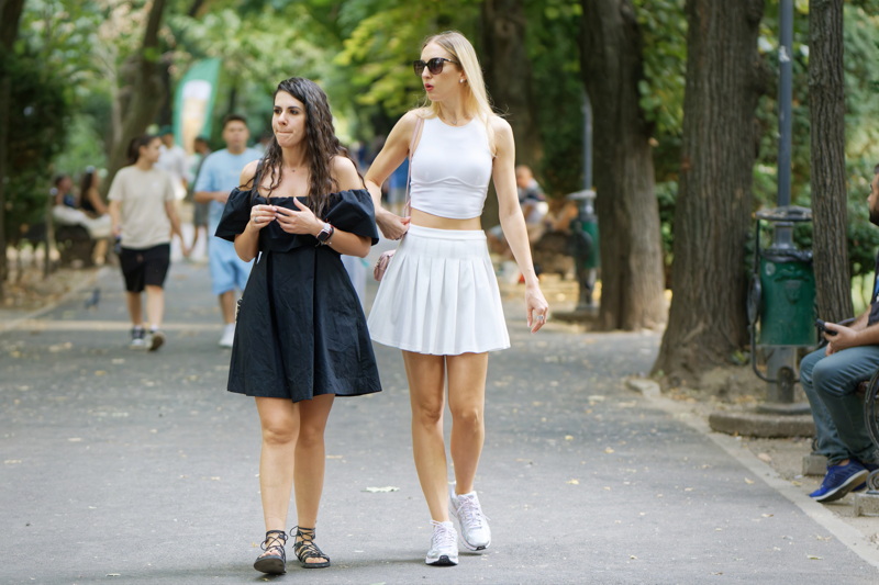 Girls walking in the park